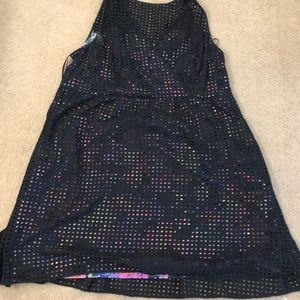 Lame Bryant Dress Black and floral rainbow